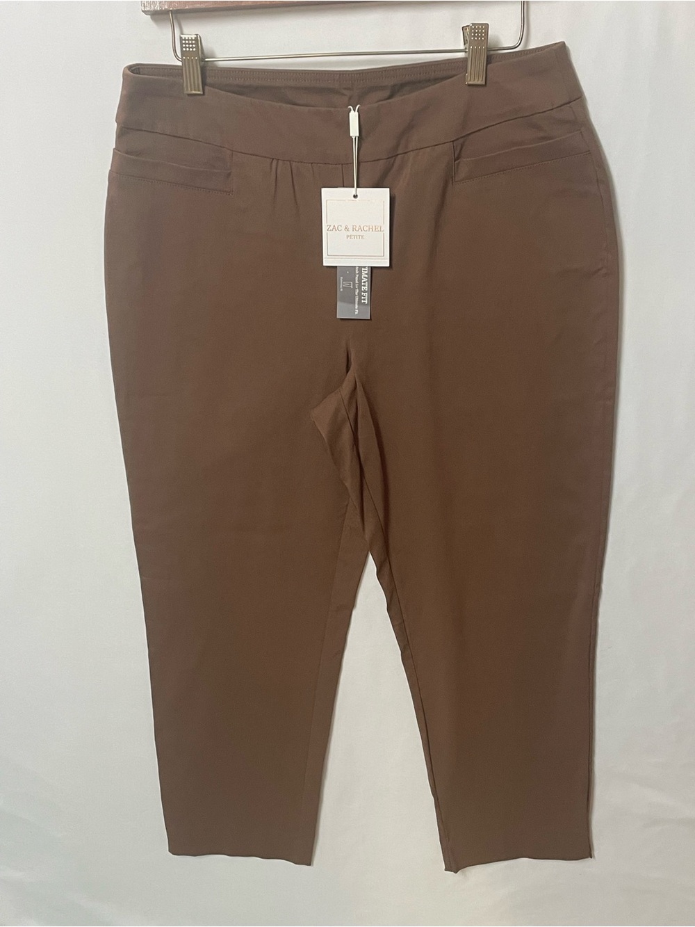 Zac & Rachel Petite Brown Stretch Pull-On Pants 12P